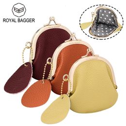 Royal Bagger mini sac à main pour les femmes pour femmes en cuir de vache authentique petit clip pochet fashion pochet lipstick sac clés sacs 1501 240423