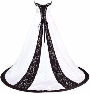 Robe de mariée bleu royal et blanc broderie princesse satin une ligne à lacets dos cour train paillettes perlées longue mariage pas cher Gow278H