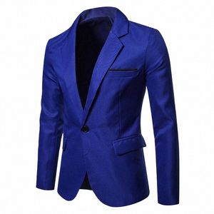 Royal Blue Blazer Hombres Traje Casual Color Sólido Mens Blazers Chaqueta Abrigo XXXL Tamaño Solo Butt B10 X7y9 #