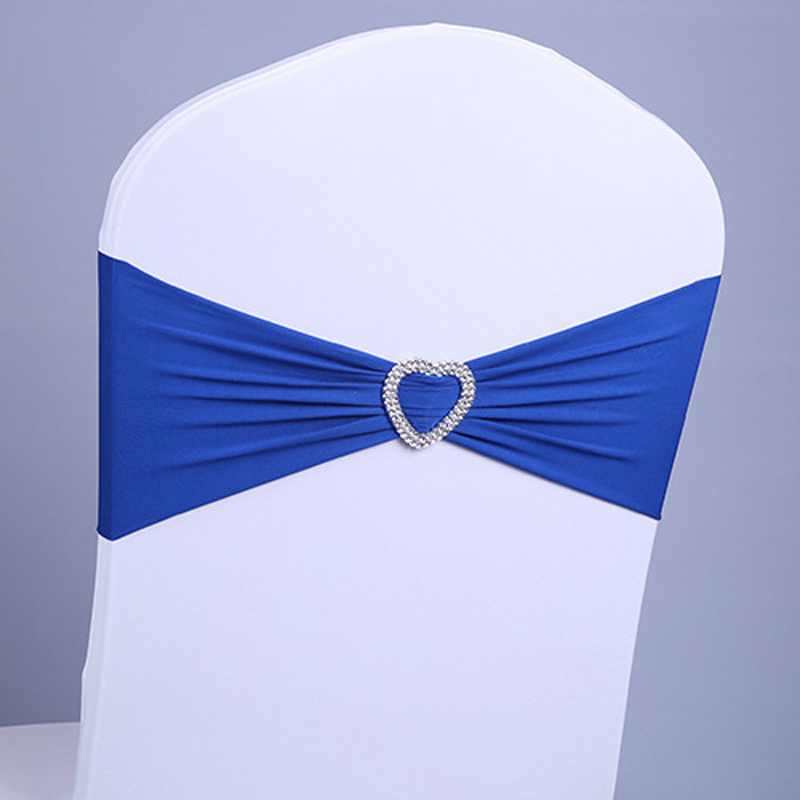 Chair Covers red white pink Royal Blue Band 15*35CM Stretch Sash Spandex Sash Buckle Heart Shape for Decoration