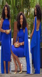 Royal Blue Crystal African Evening Jurk Midden -Oosten Saoedi -Arabië Open achterste formele jurken Wed Guest Women Dress Fashion New Design5232257