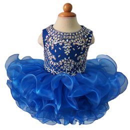 Royal Blue Diamond Glitz Girls NatioAnl Pageant Cupcake Jurken Infant Tutu Toads Peuter Baby Girls Ruffled Mini Pageant Dress 255Z