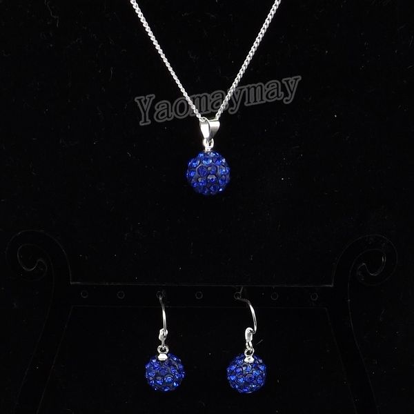 Royal Blue Disco Ball Pendentif Boucles D'oreilles Et Collier Pour Filles Strass Ensemble De Bijoux 10 Ensembles Livraison Gratuite