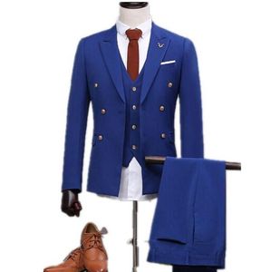 Royal Blue Groom Tuxedos Slim Fit Traits para hombres Blazers Tailor Made de buena calidad Man Party Men's