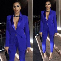 Royal Blue Mother of the Bride Dresses Ladies Party Suits Blazer Pant Formal Office Work Sexy Tuxedos 227c
