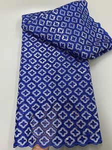Tissu africain en dentelle Guipure bleu Royal nigérian, de haute qualité, à paillettes solubles dans l'eau, pour robes de soirée pour femmes, 240326