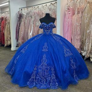 Robes de quinceanera bleu royal robes de bal appliques perles vestidos de 15 anos forme de f￪te formelle robe personnalis￩e