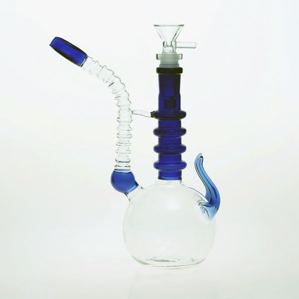 Bongs de verre bleu royal à col v avec cône bol inline narguilés Percolato fumer des tuyaux d'eau en verre Bongs bon marché Shiping sécurisé