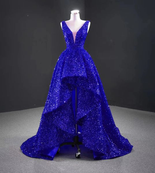 Royaux de soirée Blue Sequins Robes pour femmes Robes de robes élégantes