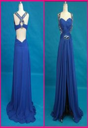 Robe de bal à l'essence sexy bleu royal Halter lidage Crystal Crystal en mousseline de soie Robe de soirée de fête de la fête sur mesure Long Prom5624173