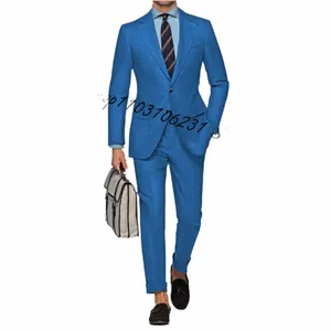 Koningsblauw Slim Fit Herenpak Tweedelige Notched Revers Busin Prom 2 Stuk Trouwkostuums Jas Broek Trajes De Hombre k6Ut #