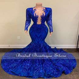 Royal Blue Splity Sequins Sirmaid Prom Vestido 2022 para chicas negras ASO EBI Party Vestido africano Vestidos nocturnos Rente de Bal 0415 247d