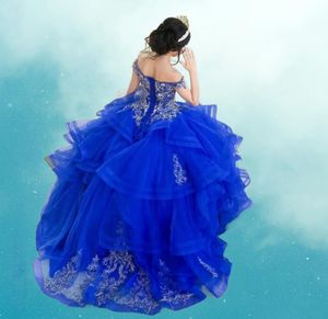 Royal Blue Sweet 16 Quinceanera -jurken kralen uit schoudervestido de 15 Quinceanera Vestidos Ball prom jurk7178241