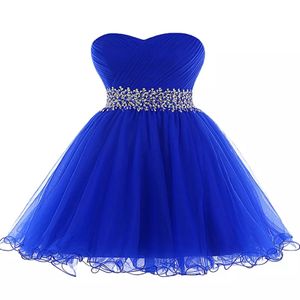 Royal Blue Tule Ball Jurk Sweetheart Prom Dress Lace Up 2019 Elegante korte prom -jurken Nieuwe feestjurk 268N