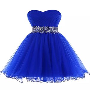 Royal Blue Tule Ball Jurk Sweetheart Prom Dress Lace Up 2019 Elegante korte prom -jurken Nieuwe feestjurk 192W