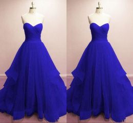 Royal Blue Tule Pleats Tiered Sweet 16 Jurken Prom Ruche Strapless Open Back Quinceanera Formele Party Jurk Vestido de Novia Abendklid