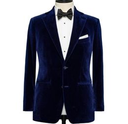 Royal Blue Velvet Wedding Men Suits voor bruidegom Draag Twee delige reve revers op maat gemaakte bruiloft bruidegom tuxedos jas zwarte broek 4459629