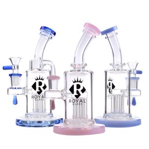 Royal Dab Oil Rig 6 Bras Attacher la conduite d'eau inférieure Narguilés 7 '' Fenale 14.5mm Recycler Perc avec Quartz Banger Bang en verre