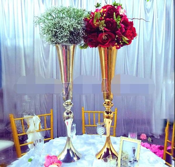Royal or argent grand grand Vase à fleurs Table de mariage centres de table décor fête route porte-plomb support en métal pour événement de bricolage