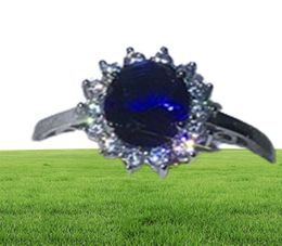 Royal Jewelry Princess 100% Real 925 Sterling Silver Ring Blue 5A Zircon CZ Engagement Band de mariage Rings for Women Bridal3127007