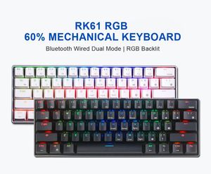 Royal Knudge RK61 Keyboard Bluetooth-compatibele bekabelde Dual-modus 60% RGB Light Mechanical Gaming voor mobiele tablet mobiele telefoons