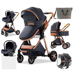 Royal Luxury Baby 3 en 1 Poussette Haute Paysage Pliant Kinderwagen Landau Landau Portable Voyage Landau Bébé voitures L230625