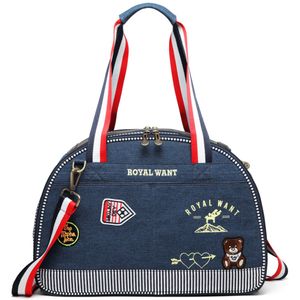 Royal Luxe Mode Hond Carrier Denim Puppy Handtas Portemonnee Kat Tote Bag Huisdier Valise Travel Wandelen Winkelen Blauw