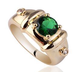 Royal Mens Anillo de plata de ley con acabado en oro esmeralda verde redondo de 7 mm 925 MAN GFS Sz 10 11 12 R1159993609