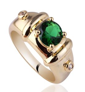 Royal Mens 7 mm Round Green Emerald Gold Finis