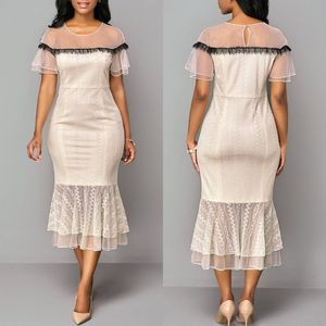 Koninklijke zeemeermin moeder van de bruid jurken satijn tule kant plus size applique juweel nek bruiloft gastjurk korte mouw avondjurken