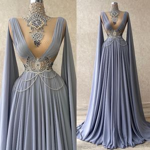 Royal Mermaid Prom High Neck Beading Party -jurken Rhinestones Custom Made Evening Dress