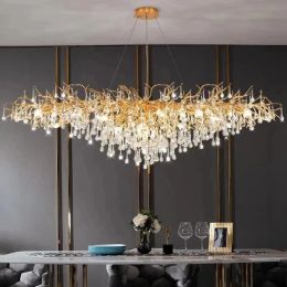 Royal Nordic Luxury Crystal Candeliers Gold Chrome Agua Drop de agua Ligera Ligera Salón Hotel Hall Villa Fexecture