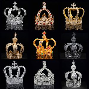 Koninklijke koningin koning tiaras kroon mannen ronde diadeem bruids tiara's en kronen hoofdtooi prom bruiloft haar sieraden partij ornament mannelijke y200727