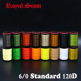 Royal Sissi 8 bobines/ensemble légèrement ciré 6/0 fil à nouer multi filaments 120D plat polyester fil à nouer en bobines standard
