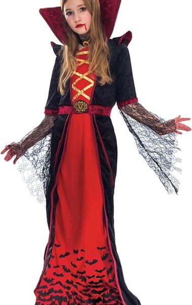 Disfraz de vampiro real para niñas, conjunto de lujo, disfraz de reina vampiro victoriano gótico de Halloween, disfraces de fiesta de Halloween