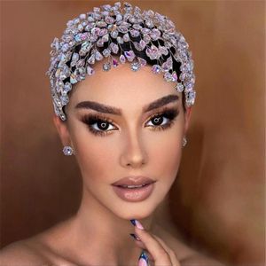 Royal Wedding Bridal Righestone Crown Tiara Crystal Bandband Luxury Hair Accessoires Moucrages d'oreilles Bijoux Set Prom Prom Headpice Sil321E