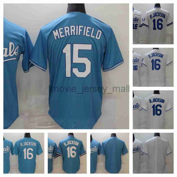 Royals 15 Whit Merrifield Baseball Jersey Royals 16 Bo Jackson Blank Jereys