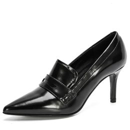 ROYYNA-zapatos de tacón finos con punta estrecha para mujer, calzado de vestir, de cuero, para boda, originales, de alta calidad, J36341 240110