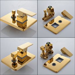 Rozin Golden Shower Set 8/10/12 "Square Rouque de douche Robinet mural Moutien de salle de bain robinet de douche dissimulé Bathtub Tap de baignoire