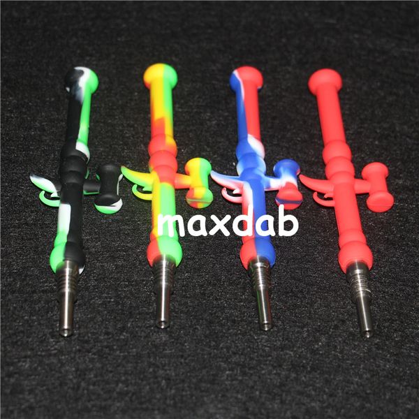 Tuyaux de fumée RPG Silicone Nectar kits Concentré avec 10mm GR2 Titanium Tip Dab Straw Oil Rigs pour fumer bong pipe à eau