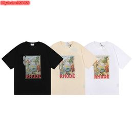 Camiseta de hombre RPTP 2023 nueva marca de moda Rhude Angel con ayuda Trendy High Street suelta pareja manga corta