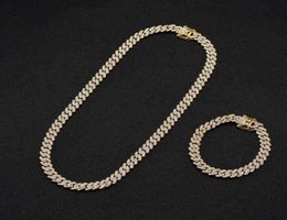 RQ ICED OUT CUBAN ALLIAGE ALLIAGE RHINTON 9 mm Collier de chaîne de liaison cubaine Bracelets bon marché Rappeur Jewelri Cadenas de Oro284F5514145