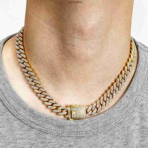 Rq gros 12mm glacé en alliage de Zinc collier hommes géométrique à la mode pas cher Hiphop bijoux Miamia or lien chaîne