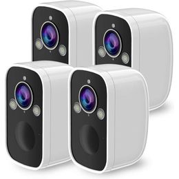 Rraycom Wireless Outdoor Security Cameras 4-Pack avec détection de mouvement AI, projecteur, alarme de sirène, vision nocturne de couleur, conversation à 2 voies et connectivité WiFi pour la sécurité à domicile