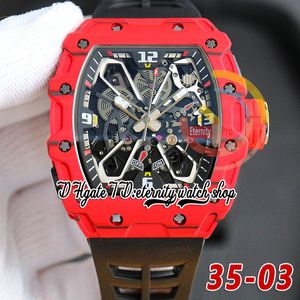 RRF 35-03 Version limitée Japon Miyota NH Montre automatique pour homme Rouge NTPT Boîtier en fibre de carbone Cadran squelette Bracelet en caoutchouc noir Sport Super Edition Montres-bracelets d'éternité