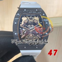 RRF 47 Nieuwste versie Japan Miyota NH automatisch herenhorloge NTPT koolstofvezel kast Gouden Samurai pantserwijzerplaat witte rubberen band Super versie eeuwigheid polshorloges