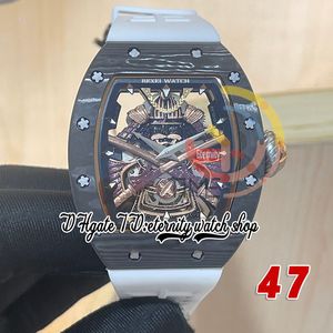 RRF 47 Nieuwste versie Japan Miyota NH automatisch herenhorloge NTPT koolstofvezel kast Gouden Samurai pantserwijzerplaat witte rubberen band Super versie eeuwigheid polshorloges