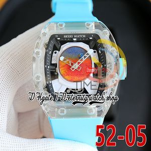 RRF 52-05 Japan Miyota NH automatisch herenhorloge kristal transparante kast Mars Valles Marineris wijzerplaat blauwe rubberen band 2023 Super versie eeuwigheid polshorloges