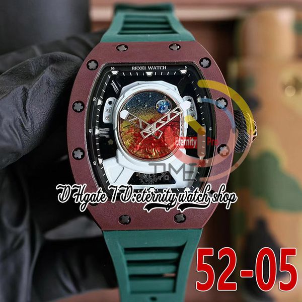 RRF 52-05 Dernière version Japon Miyota NH Montre automatique pour homme Boîtier en céramique en métal marron Cadran Mars Valles Marineris Bracelet en caoutchouc vert Super Edition Montres d'éternité