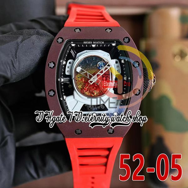 RRF 52-05 Dernière version Japon Miyota NH Montre automatique pour homme Boîtier en céramique en métal marron Cadran Mars Valles Marineris Bracelet en caoutchouc rouge Super Edition Montre-bracelet d'éternité